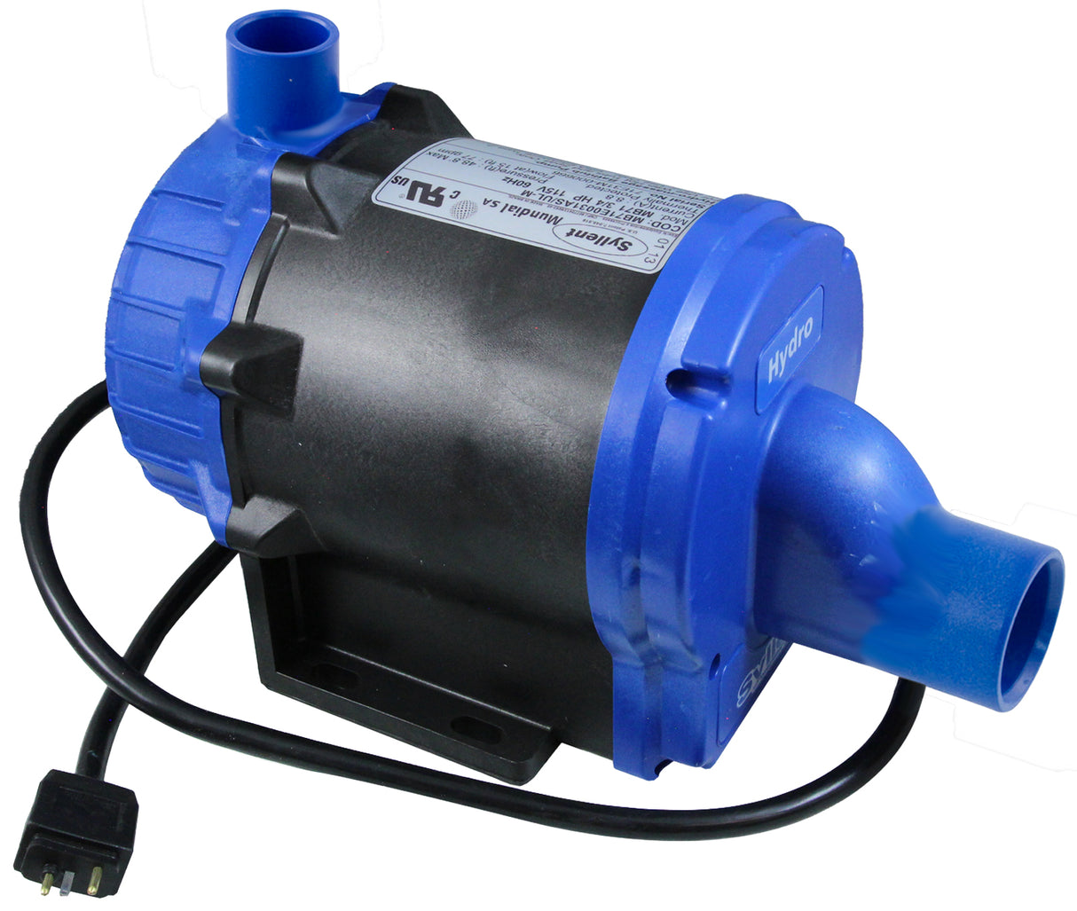 Pump, Syllent, 0.75 Horsepower, 115v, 100% Drain, JJ cord, OEM : MB71E0031AS/ULM - Mundial - MB71E0031AS/ULM - PartsForSpas.com