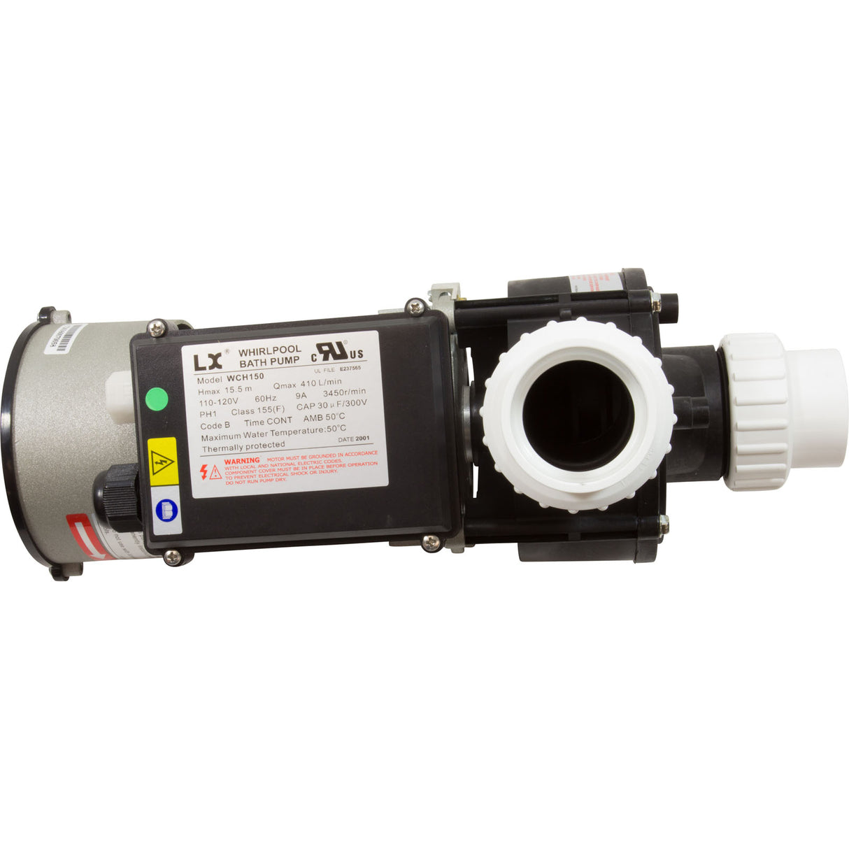 Pump, Bath, LX WCH, 9.0A, 115v, 1.5", w/Air Switch : WCH150 - Lingxiao (LX) Pump - WCH150 - PartsForSpas.com