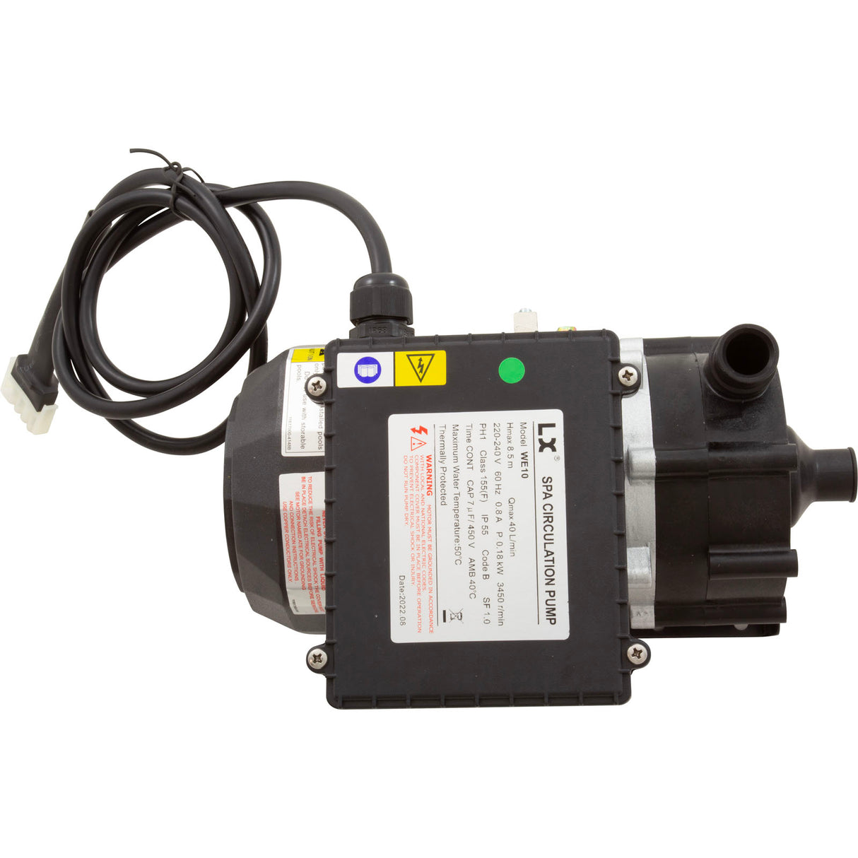 Pump, Circ, LX WE10, 230v, 3450rpm, 0.8A, 3/4"b : WE10 230V - Lingxiao (LX) Pump - WE10 230V - PartsForSpas.com