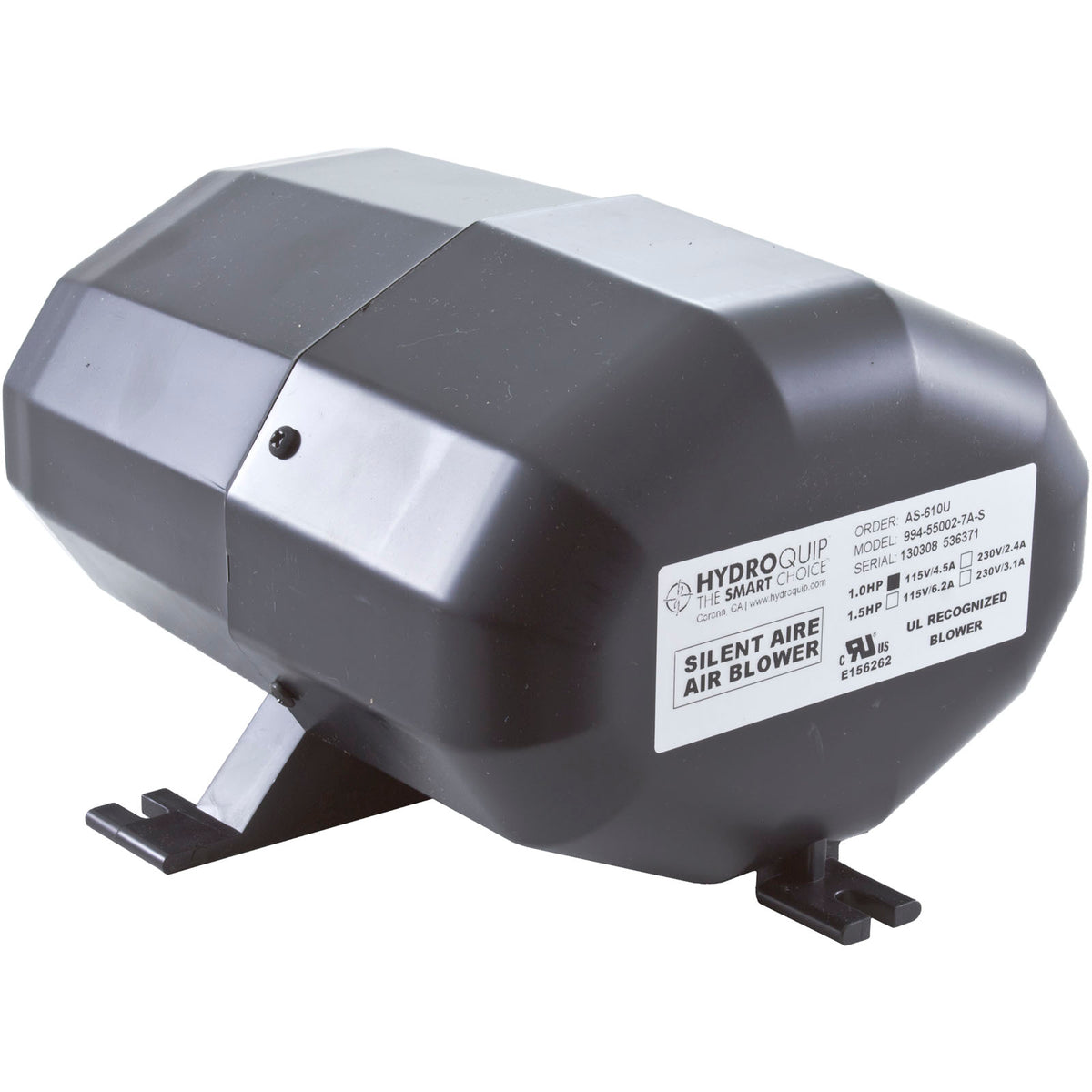 Blower, HydroQuip Silent Aire, 1.0hp, 115v, 4.5A, 3 or 4 pin AMP : AS-610U