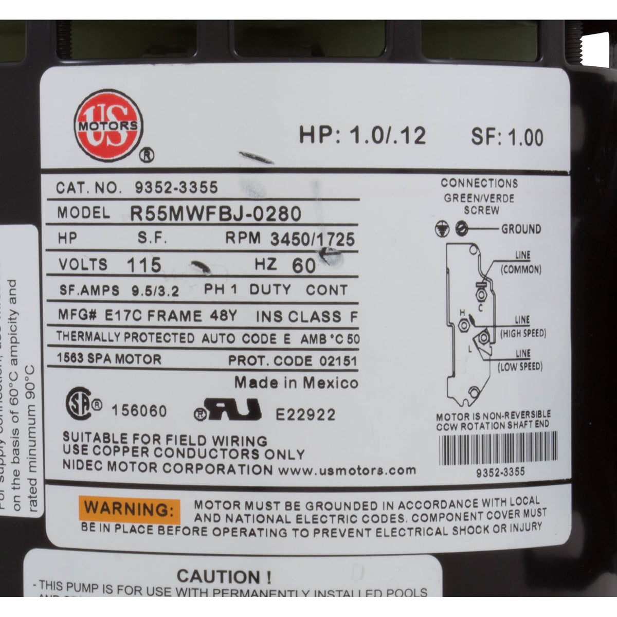 Pump, Aqua Flo FMHP, 0.75hp, 115v, 2-Spd, 48fr, 1-1/2", OEM : 02107000-1010
