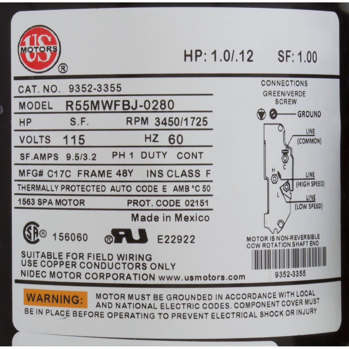 Pump, Aqua Flo FMCP, 1.0hp, 115v, 2-Spd, 48fr, 1-1/2", OEM : 02610000-1010