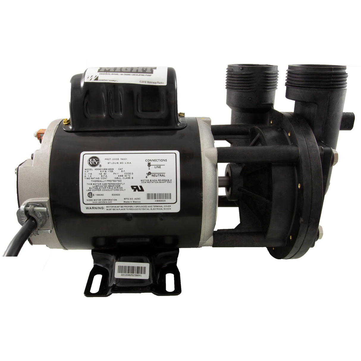 Pump, Circ, Waterway Uni-Might, 1/8hp, 115v, 1-Spd, 48Fr, 50/60Hz : 3410030-0X86