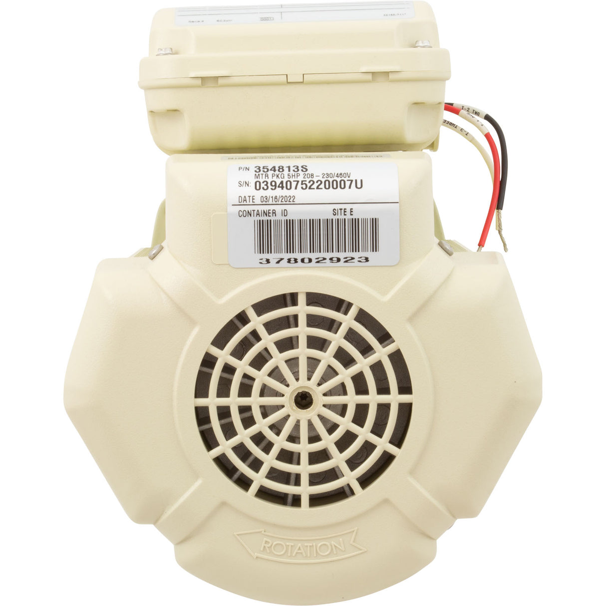 Motor, Pentair WFXF, 5.0hp, 3PH, TEFC, 208-230/460v, Almond : 354813S