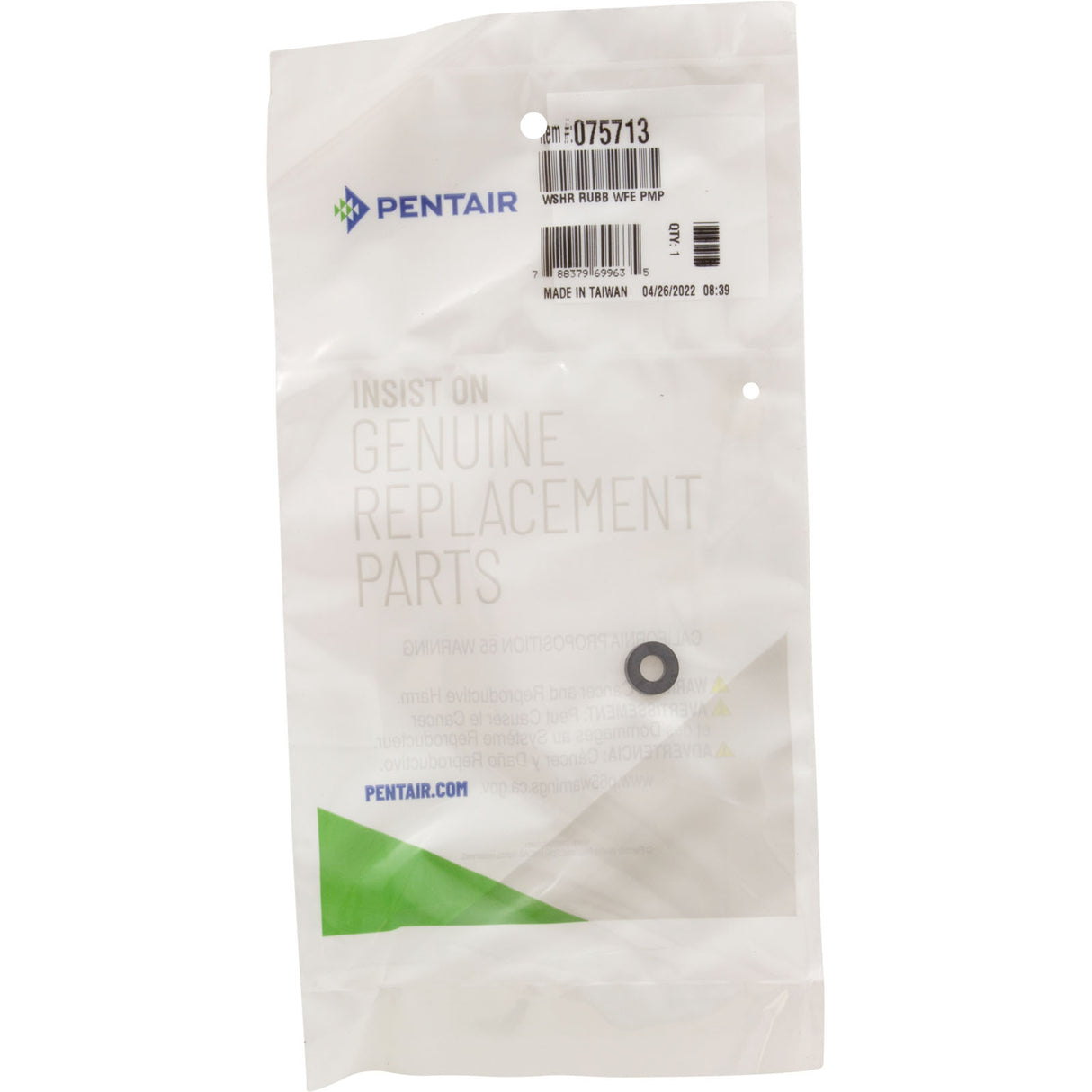 Washer, Pentair Purex IntelliFlo VF/Whisperflo, Rubber : 075713 - Purex/Pentair - 075713 - PartsForSpas.com