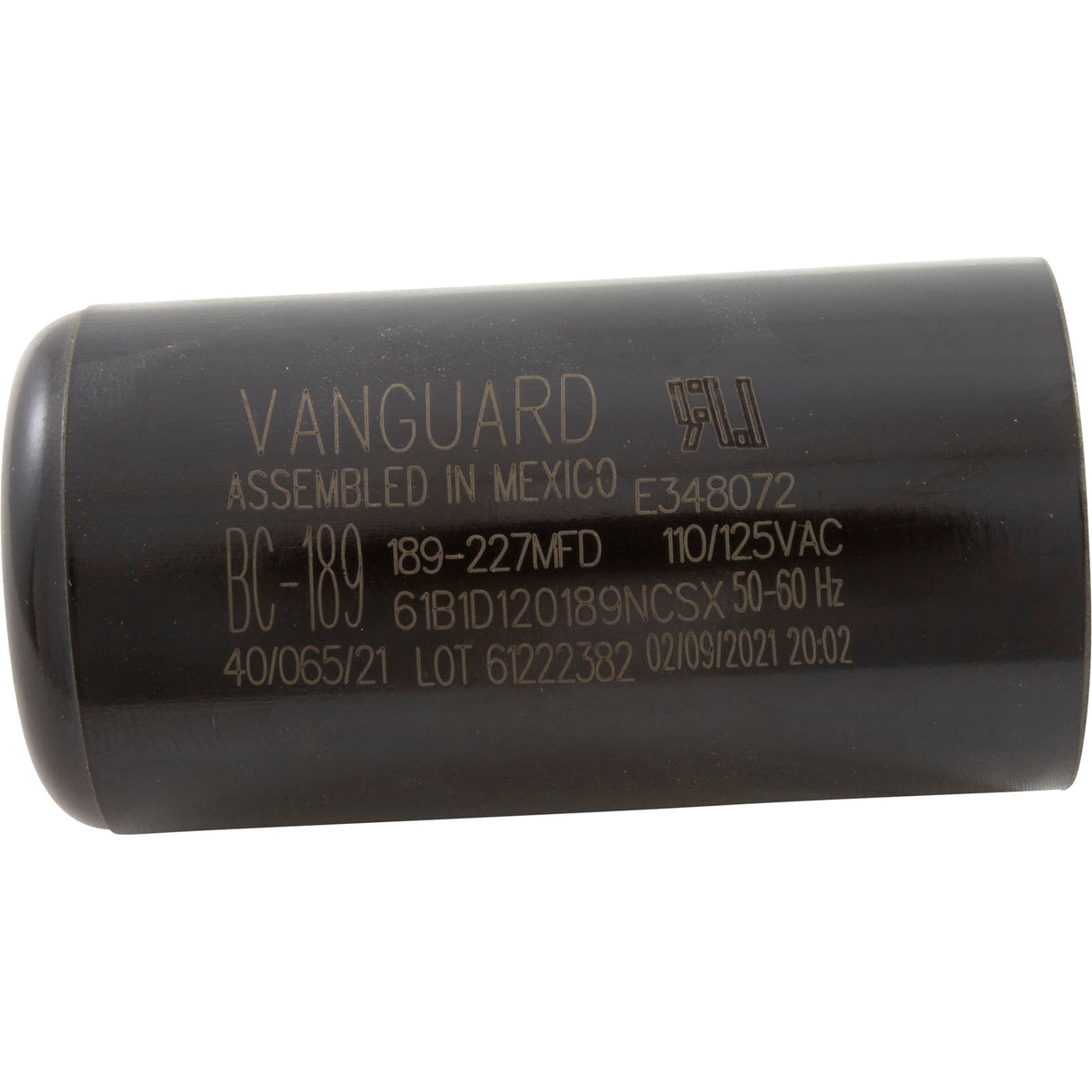 Start Capacitor, 189-227 MFD, 115v, 1-7/16" x 2-3/4" : BC-189