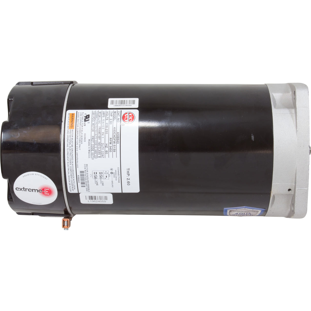 Motor, US Motor, 2.0hp, 208-230v, 56YFr, SQFL, Full, PE : ASB843