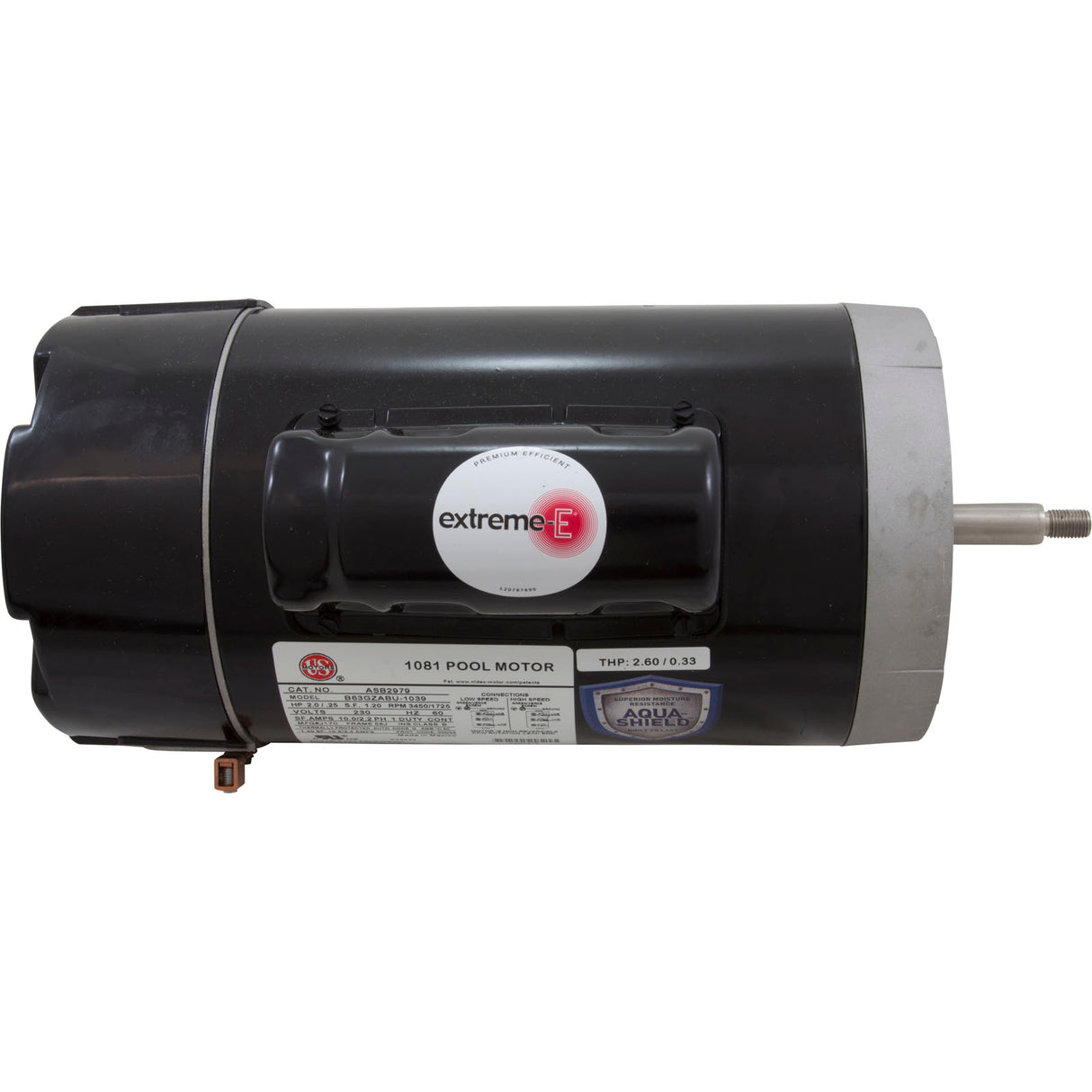 Motor, Nidec/US Mtr, 2.0hp, 230v, 2-Spd, 56Jfr, C-Face, Thd, Full : ASB2979