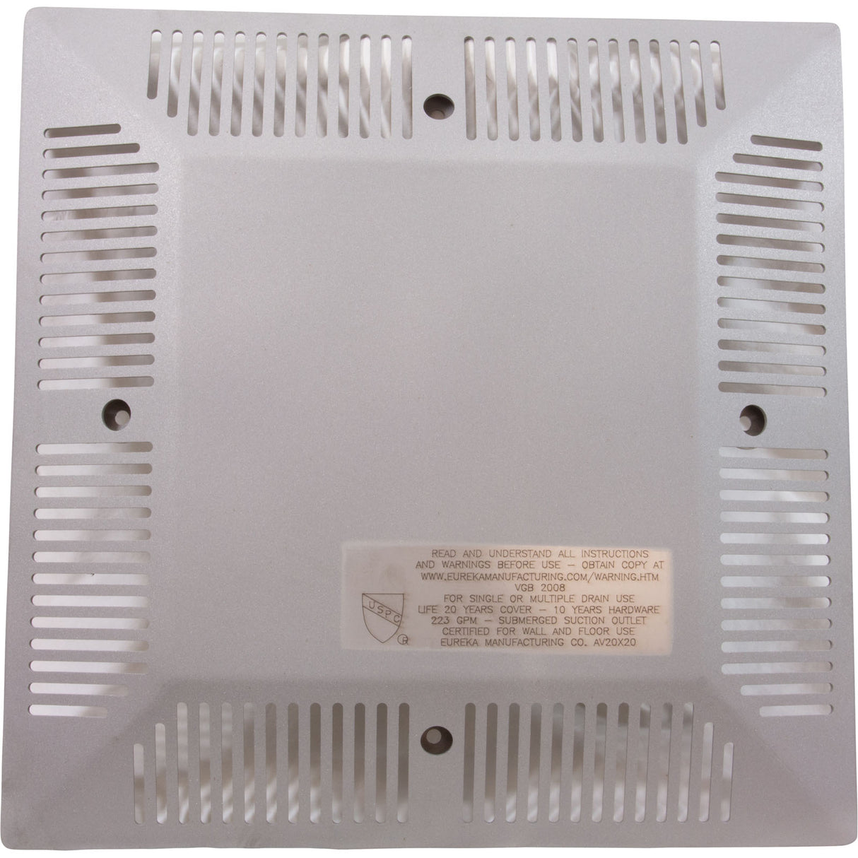Anti-Entrapment Cover, Eureka Mfg, 20" X 20" : AV20x20