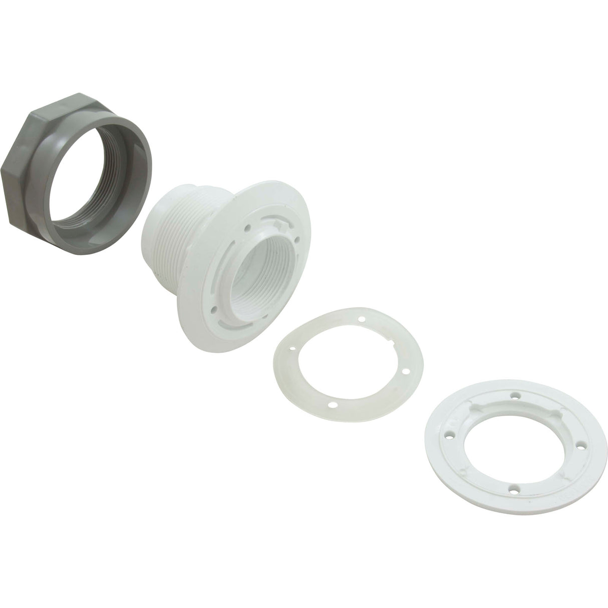 Wall Fitting, Waterway, Vinyl, 1-1/2"s Combo Nut, White : 400-9060B - Waterway Plastics - 806105187741 - PartsForSpas.com