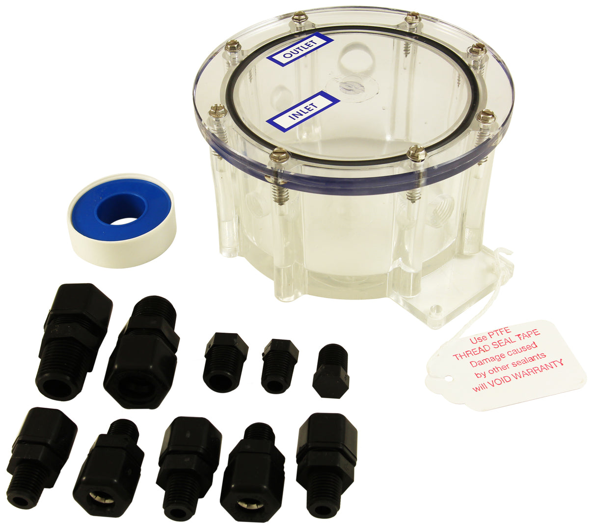 Flow Cell, Aquasol, Complete with fittings : S030 - Aquasol - S030 - PartsForSpas.com