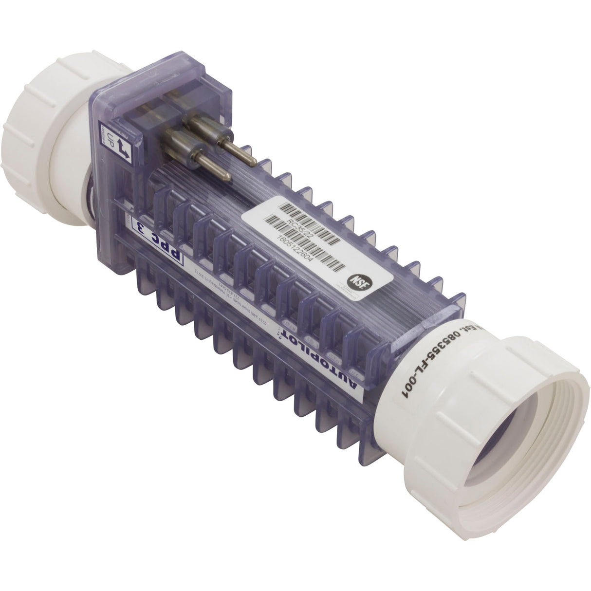 Replacement Salt Cell, Auto Pilot, PPC3, w/Female Unions : PPC3 - AquaCal AutoPilot, Inc. - 690449014548 - PartsForSpas.com