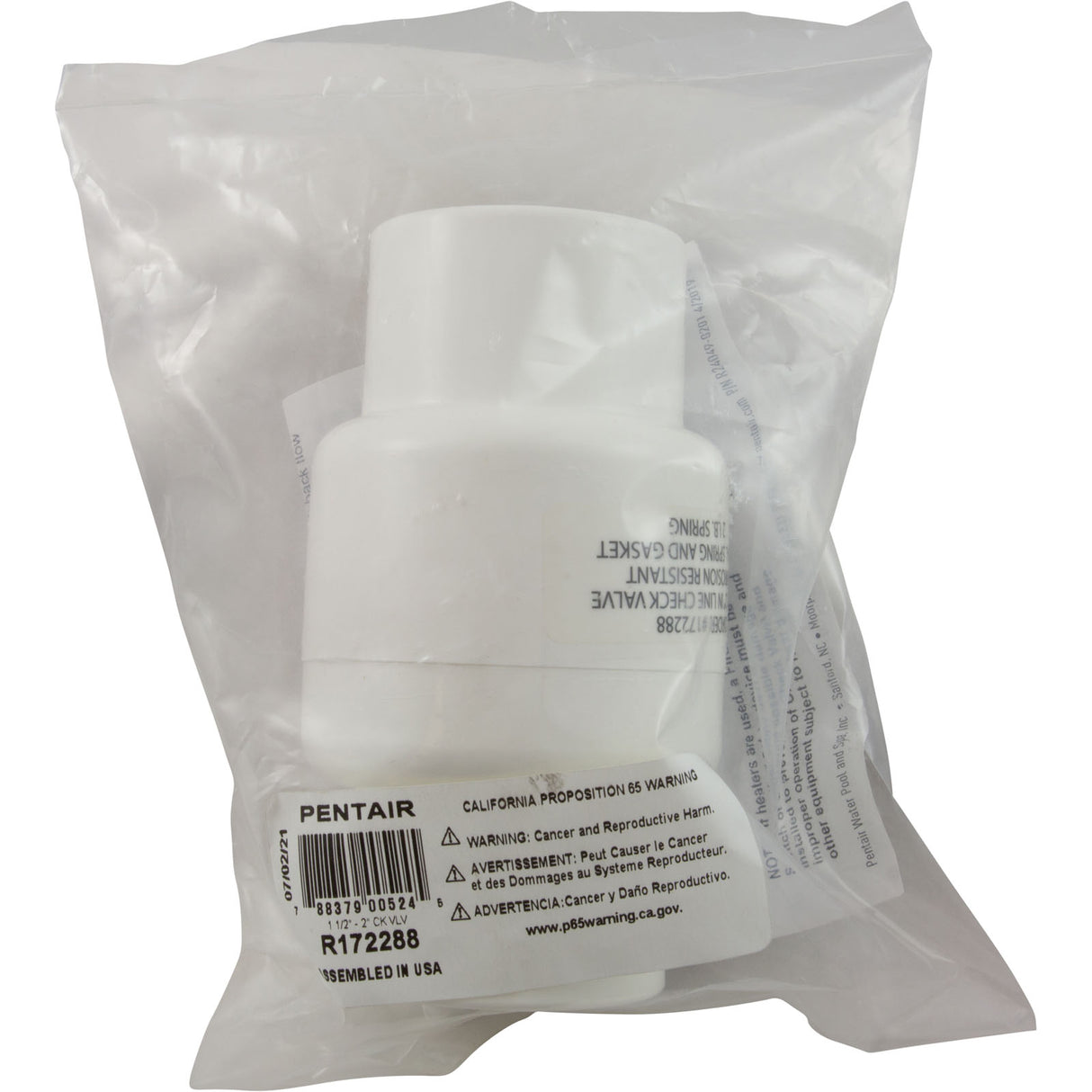 Check Valve, Pentair Rainbow Automatic Feeder 322, 1-1/2x 2 : R172288 - Rainbow/Pentair - 788379005245 - PartsForSpas.com