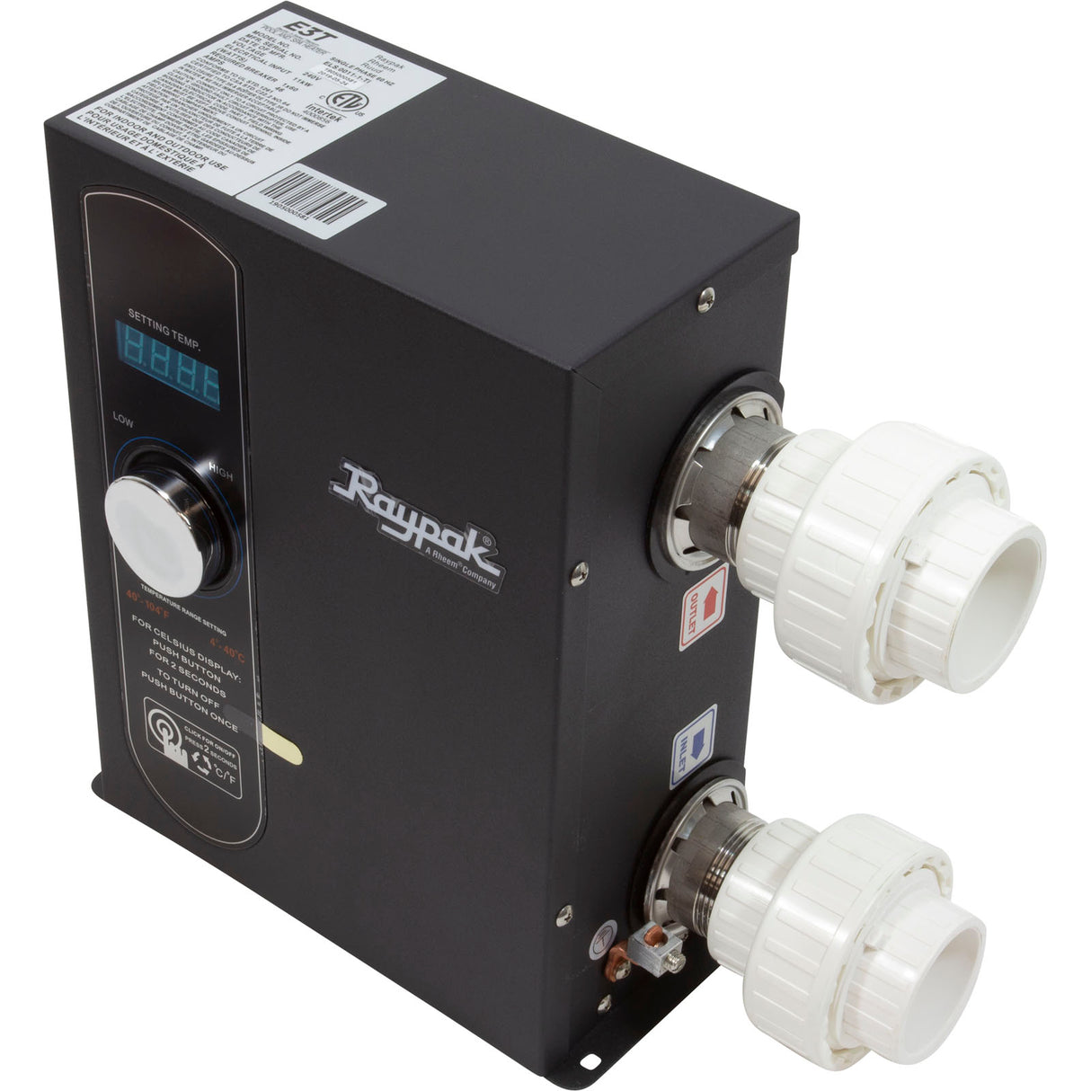 Digital Electric Heater, Raypak E3T, 1-1/2" mpt, 230v, 11kW : 017122