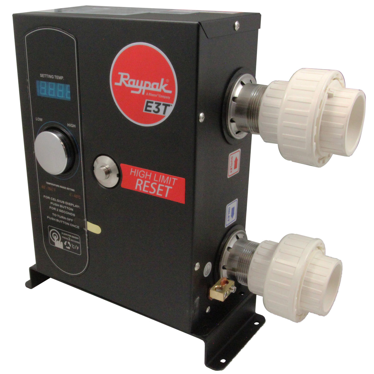Digital Electric Heater, Raypak E3T, 1.5" mpt, 230v, 5.5kW : 100-10000662 - Raypak - 840328459926 - PartsForSpas.com