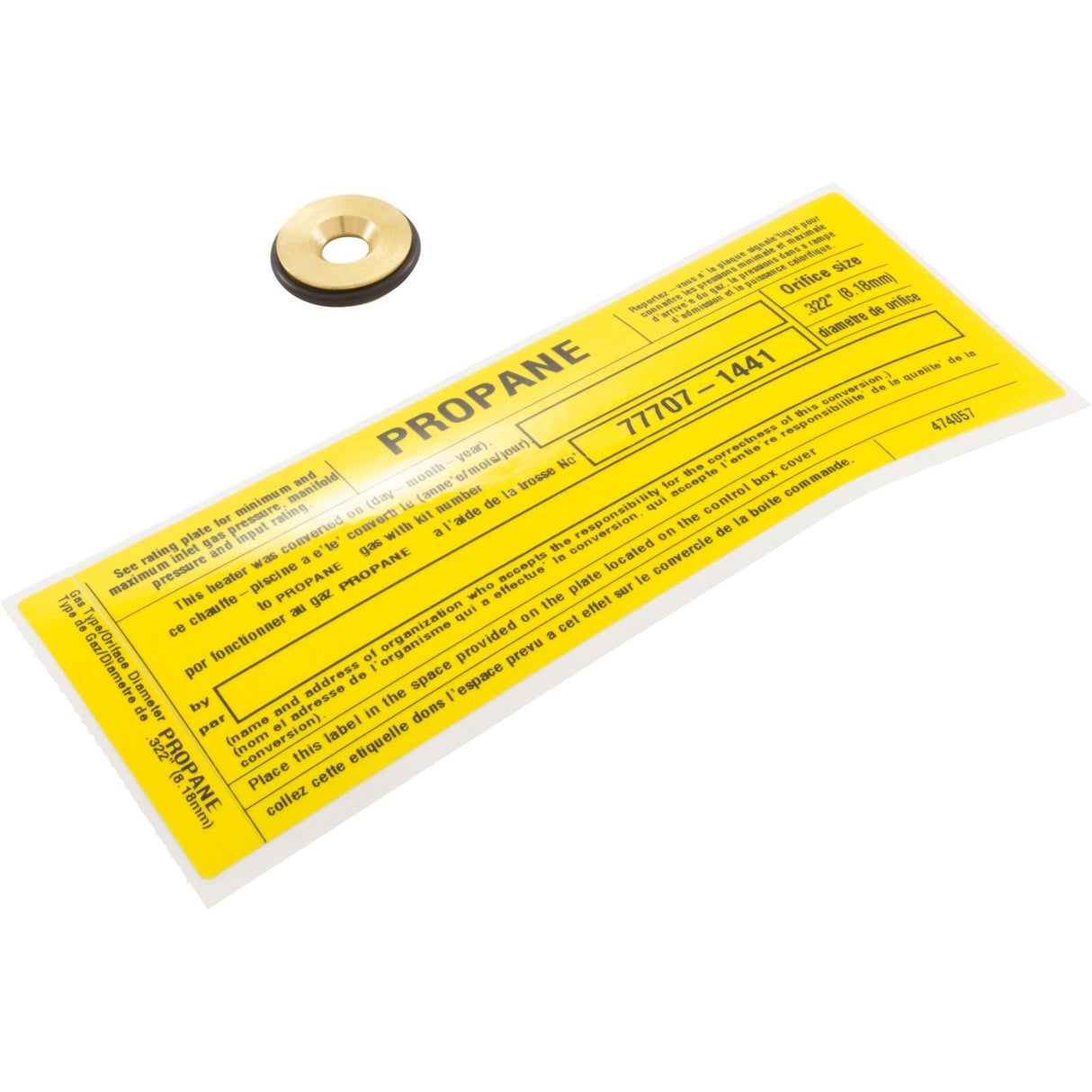 Conversion Kit, Pentair MasterTemp/Max-E-Therm 400, Nat. to LP : 77707-1441 - StaRite/Pentair - 788379835200 - PartsForSpas.com
