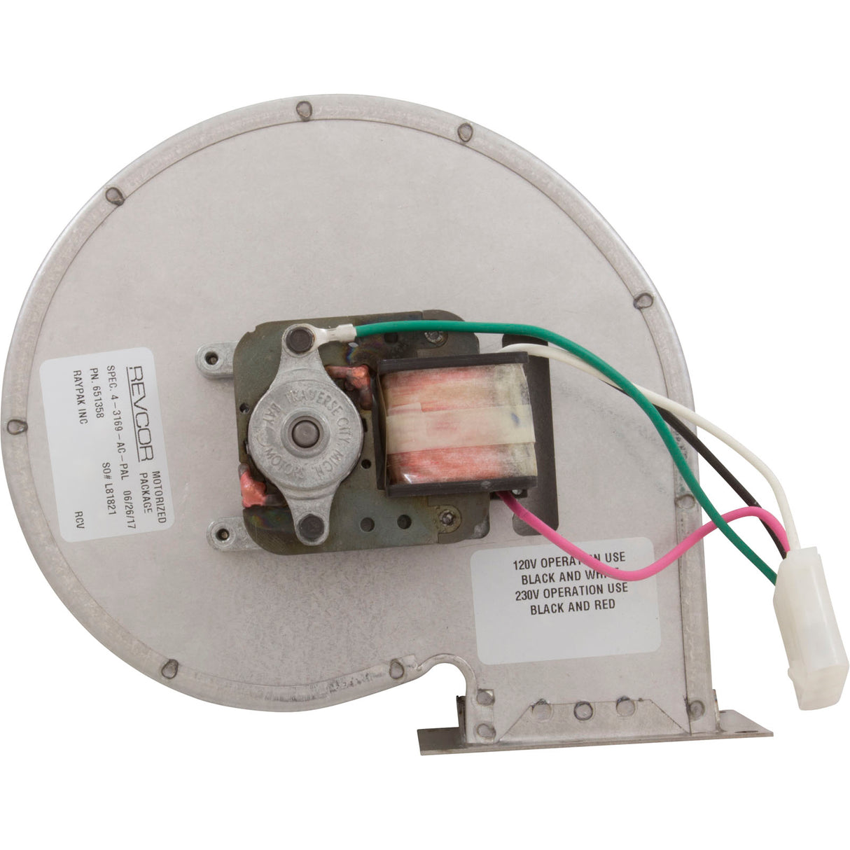 Blower, Raypak R185A/R185B : 008080F - Raypak - 840891002253 - PartsForSpas.com