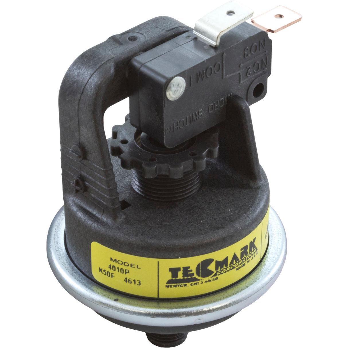 Pressure Switch 4010P, 25A, Tecmark, 1/8"mpt, SPNO, Plastic : 4010P