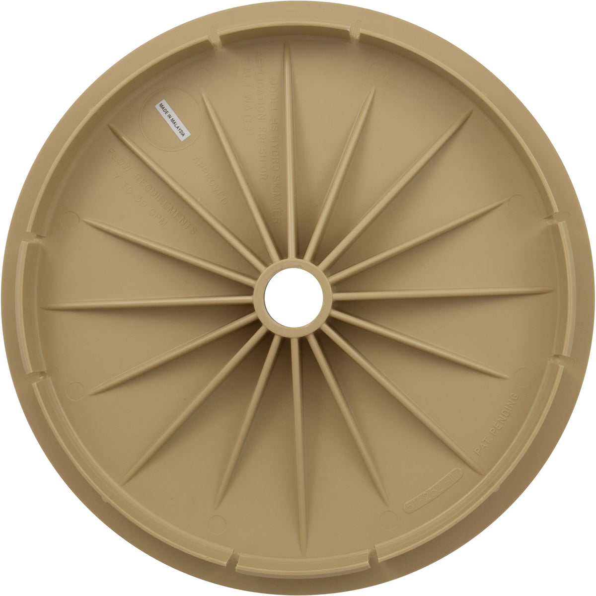 Lid, Waterco Baker HydroPak Skimmer, 9-7/8" Diameter, Tan : 51B1017