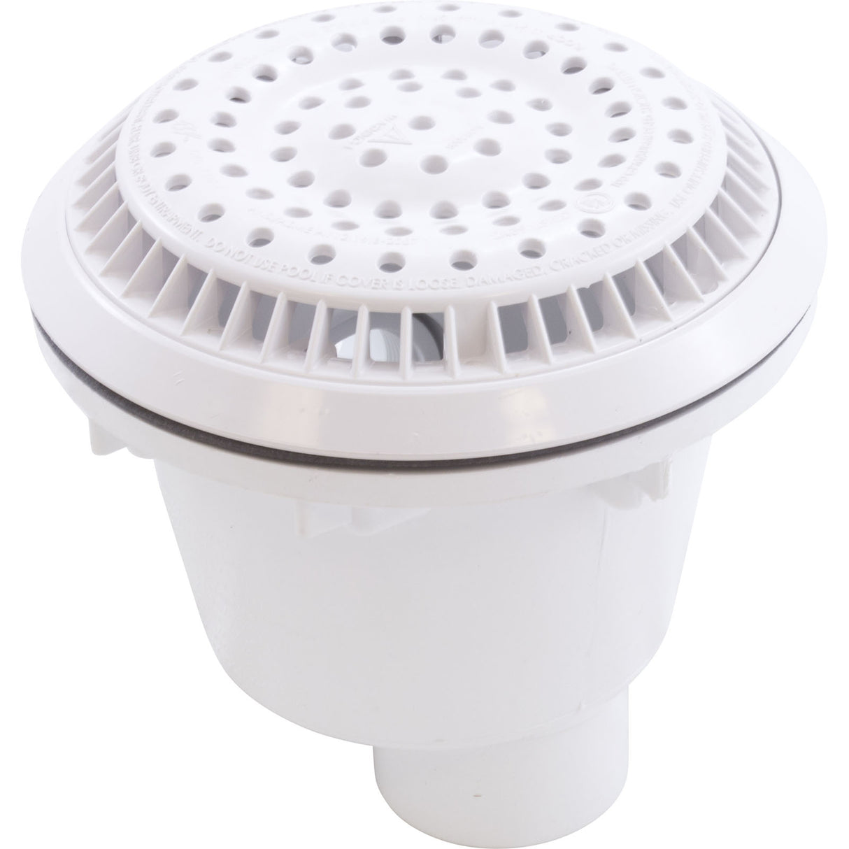 Main Drain, WW Anti Vortex, 8" Rnd, Vinyl, 1-1/2"s, White : 640-2660 V