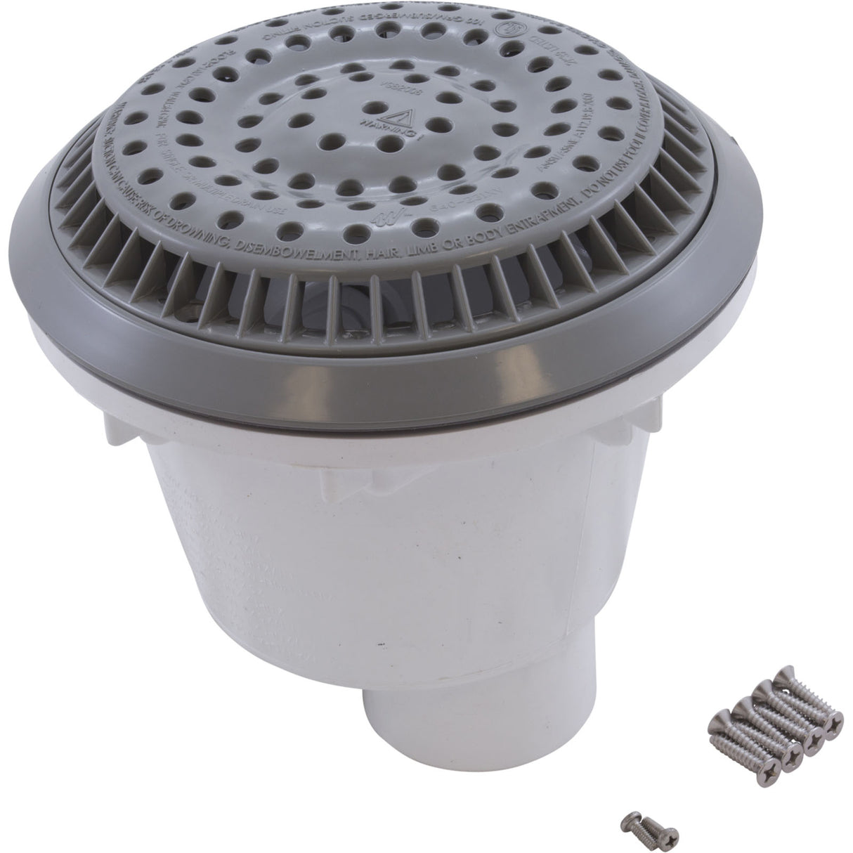 Main Drain, WW Anti Vortex, 8" Rnd, Vinyl, 1-1/2"s, Gray : 640-2667 V