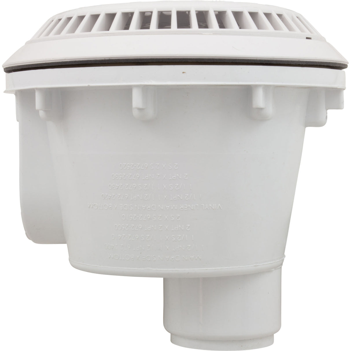 Main Drain, WW Anti Vortex, 8" Rnd, Vinyl, 2"s, White : 640-2750 V