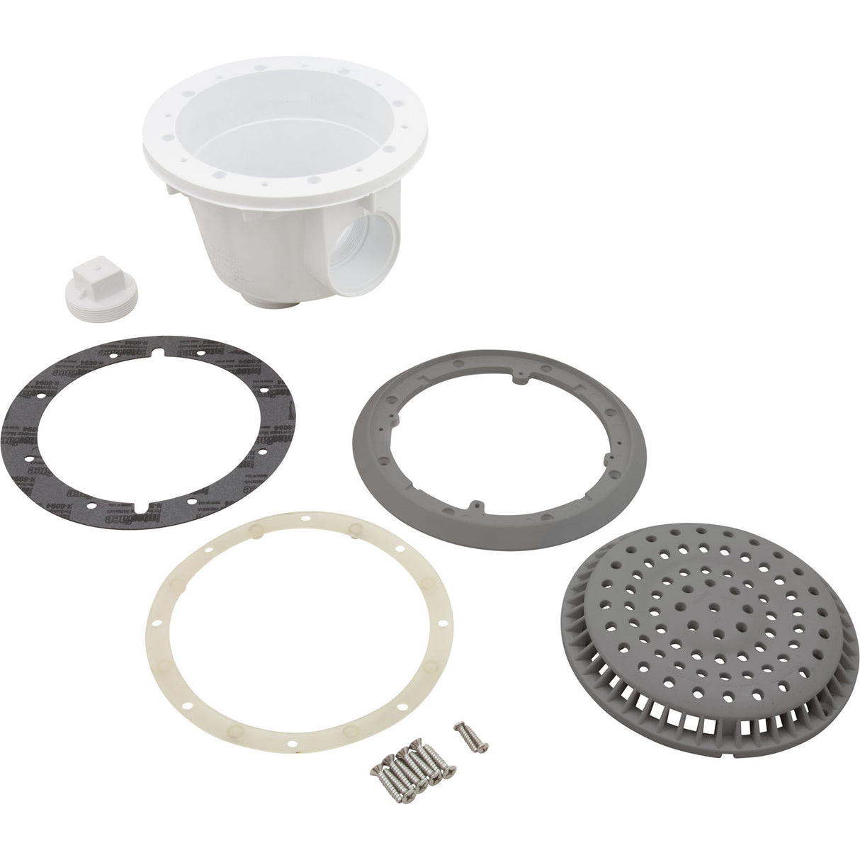 Main Drain, WW Anti Vortex, 8" Rnd, Vinyl, 2"s, Gray : 640-2757 V