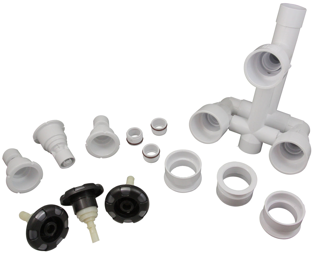 3 Jet Manifold Sys, Waterway, 9", a1-1/2"s x w2"sp, w/Intls : 210-3510G - Waterway Plastics - 806105676504 - PartsForSpas.com