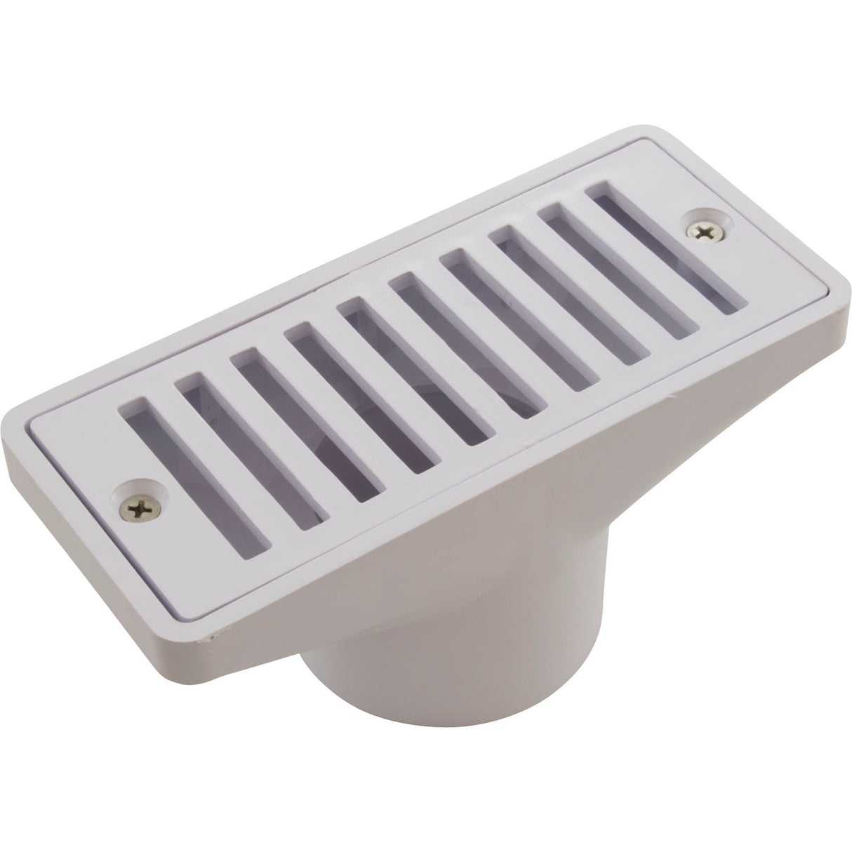 Gutter Drain, Pentair 2.5" x 6", w/Grate, White : 542039