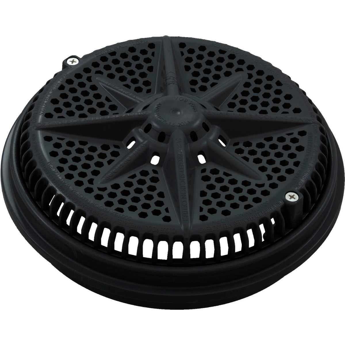 Main Drain Grate, PentairStarGuard, 8", 112gpm, Black, Long Ring : 500100 - Pentair Pool Products - 7.8838E+11 - PartsForSpas.com