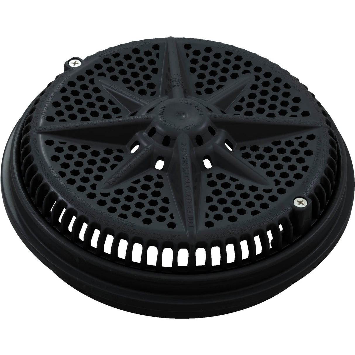 Main Drain Grate, PentairStarGuard, 8", 112gpm, Black, Long Ring : 500100