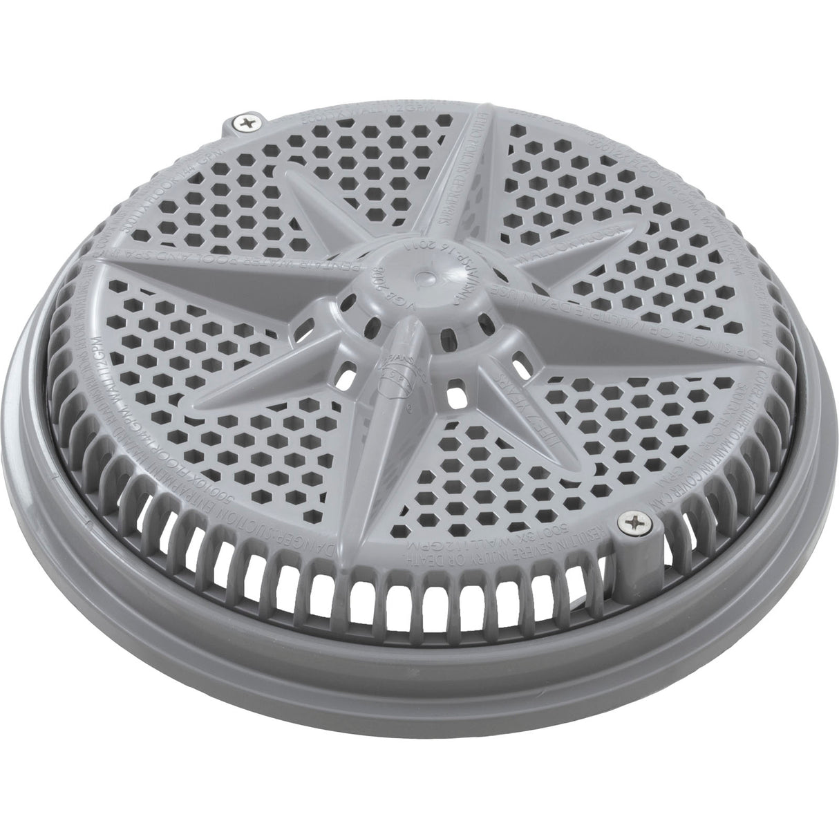 Main Drain Grate, PentStarGuard, 8", 112gpm, Gry, qty 2, Shrt Ring : 500147