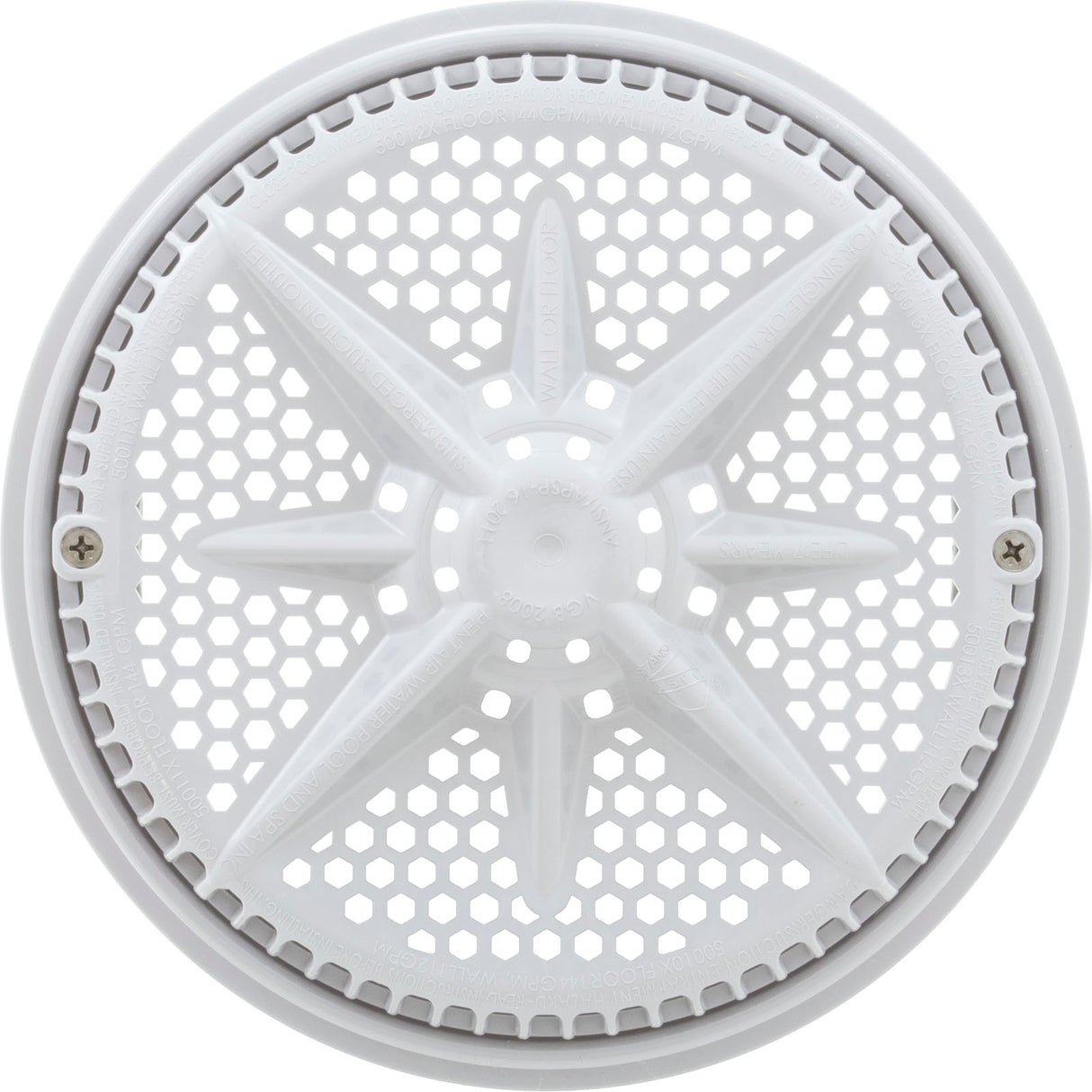 Main Drain Grate, PentairStarGuard, 8", 112gpm, White, Short Ring : 500103