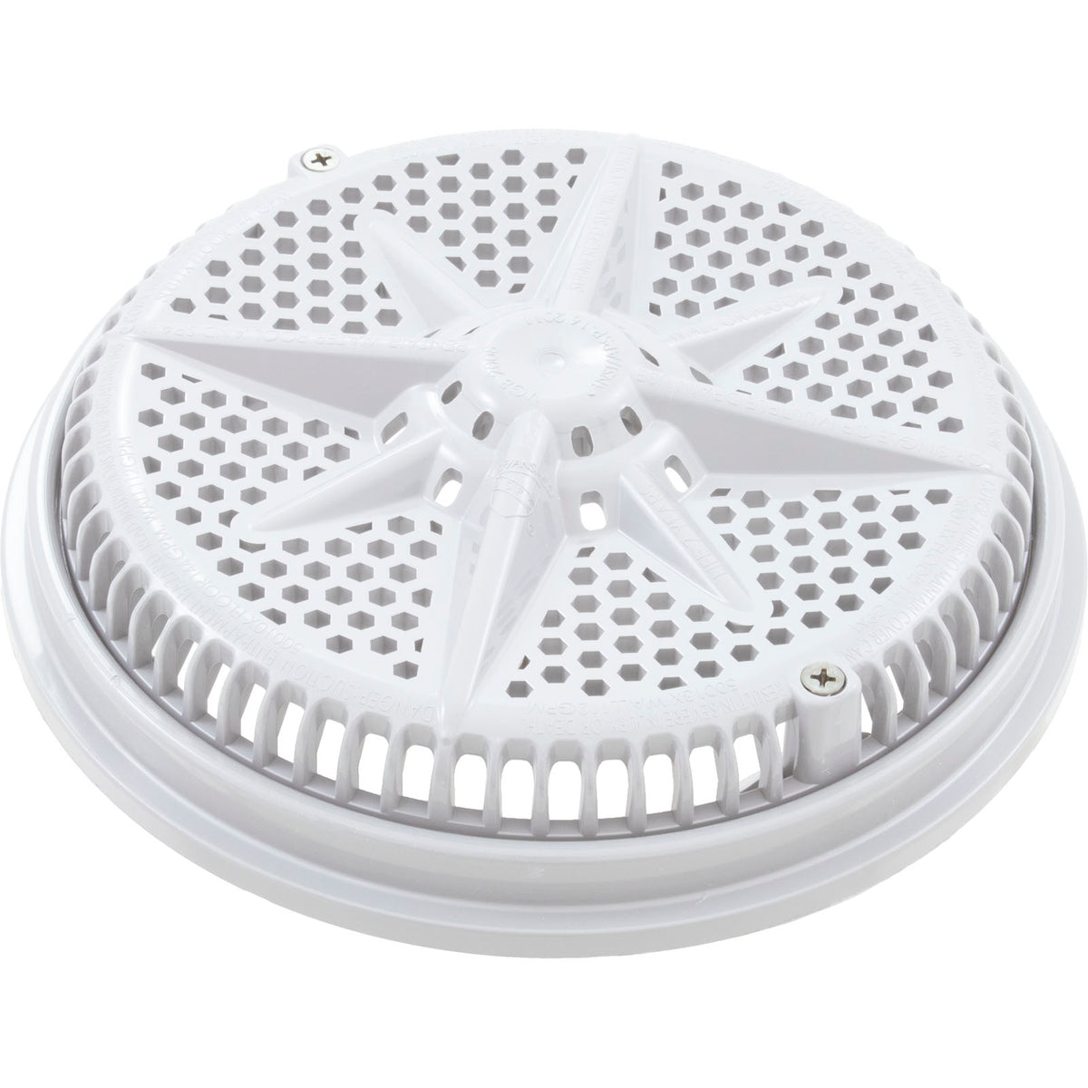 Main Drain Grate, Pent StarGuard, 8", 112gpm, Wht, qty 2, Shrt Rin : 500144