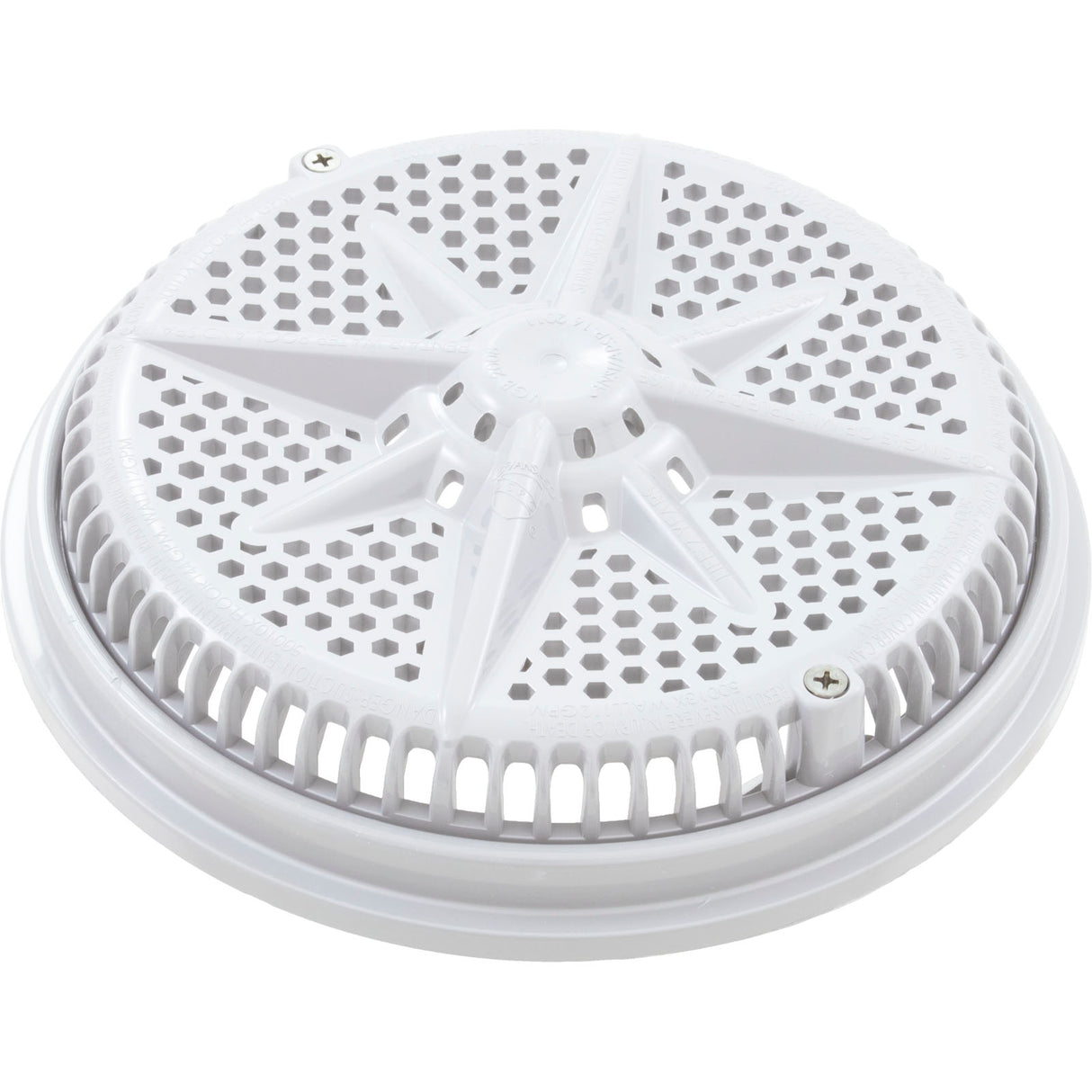 Main Drain Grate, Pent StarGuard, 8", 112gpm, Wht, qty 2, Shrt Rin : 500144