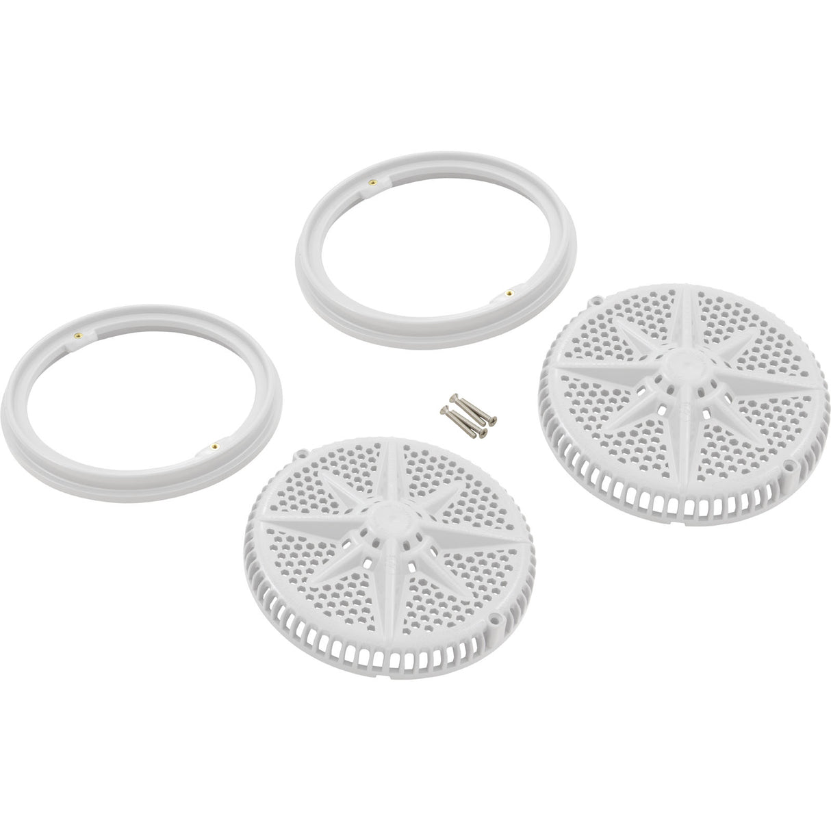Main Drain Grate, Pent StarGuard, 8", 112gpm, Wht, qty 2, Shrt Rin : 500144