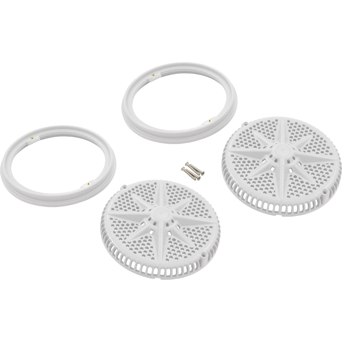 Main Drain Grate, Pent StarGuard, 8", 112gpm, Wht, qty 2, Shrt Rin : 500144