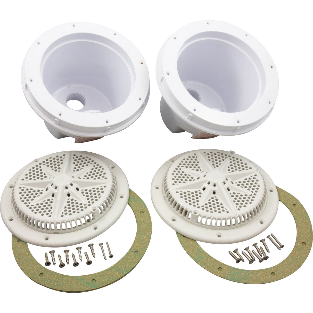 Main Drain, PentStrGrd, 8", 112gpm, 2"Sde, 1-1/2"btm, ABS, Wht, qty2 : 500130