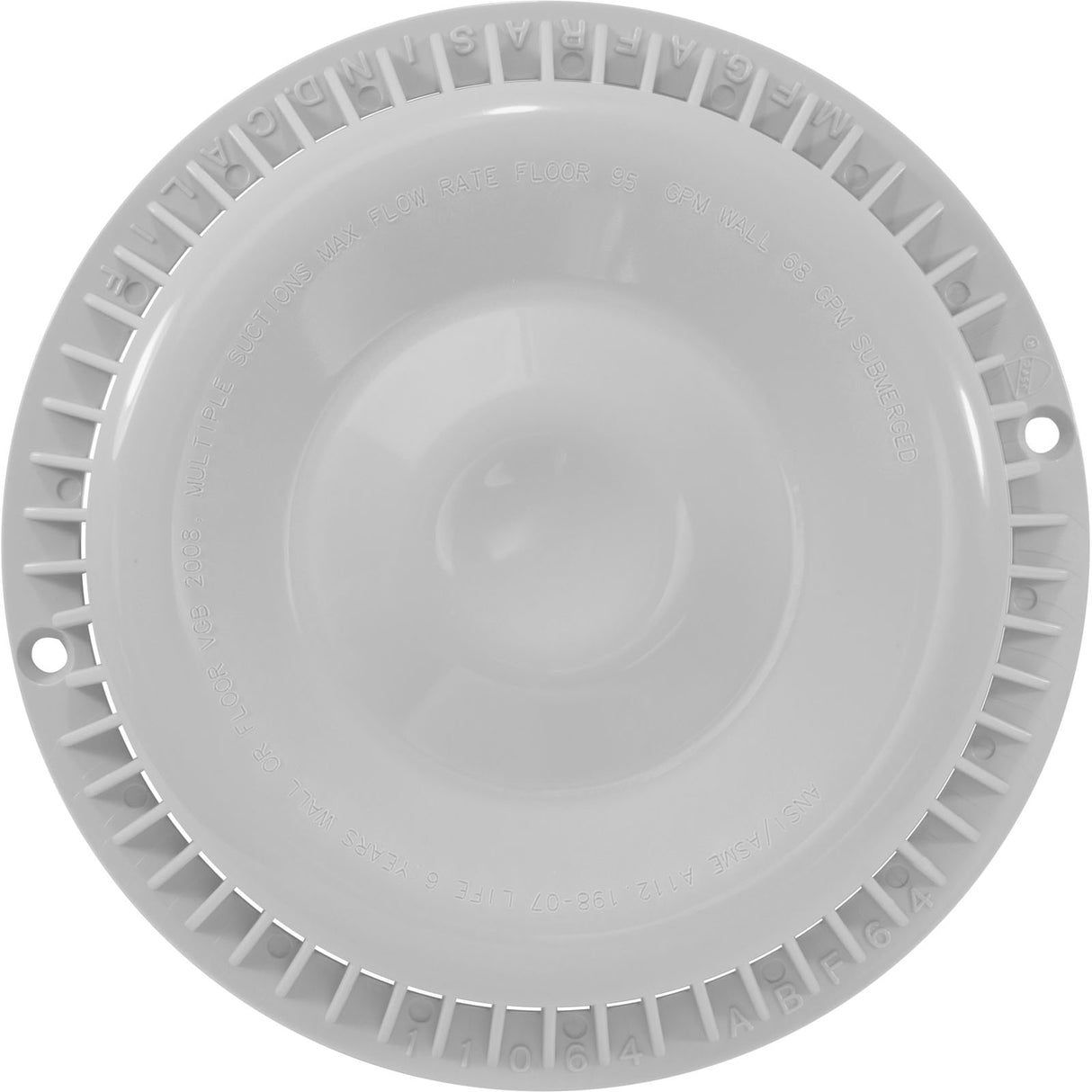 Main Drain Grate Only, Afras, Anti Vortex, White : 11064W