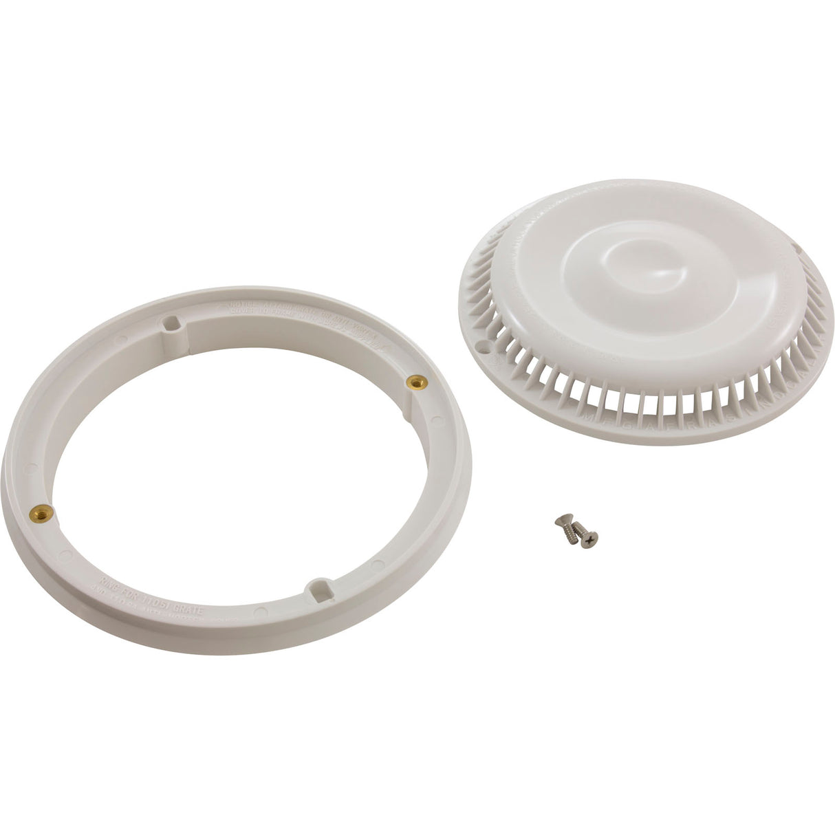 Main Drain Grate, Afras, Anti Vortex, 7-3/4"dia, Wht, w/Ring&Scrw : 10064W