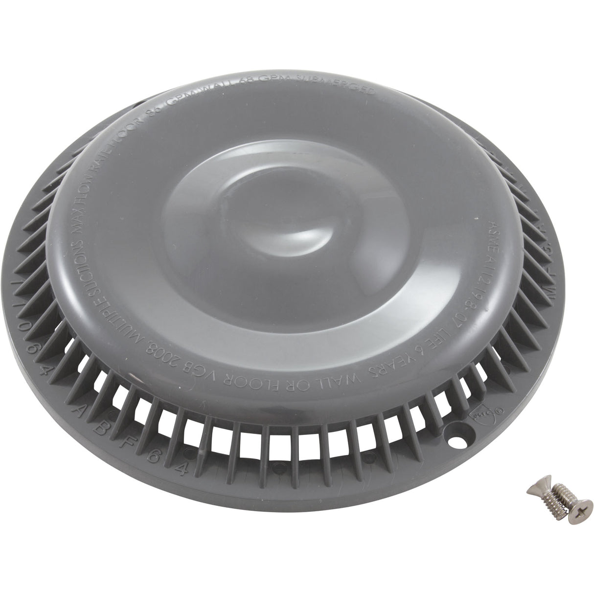 Main Drain Grate, Afras, Anti Vortex, Lt Gray, w/2 Screws : 11064LTGY