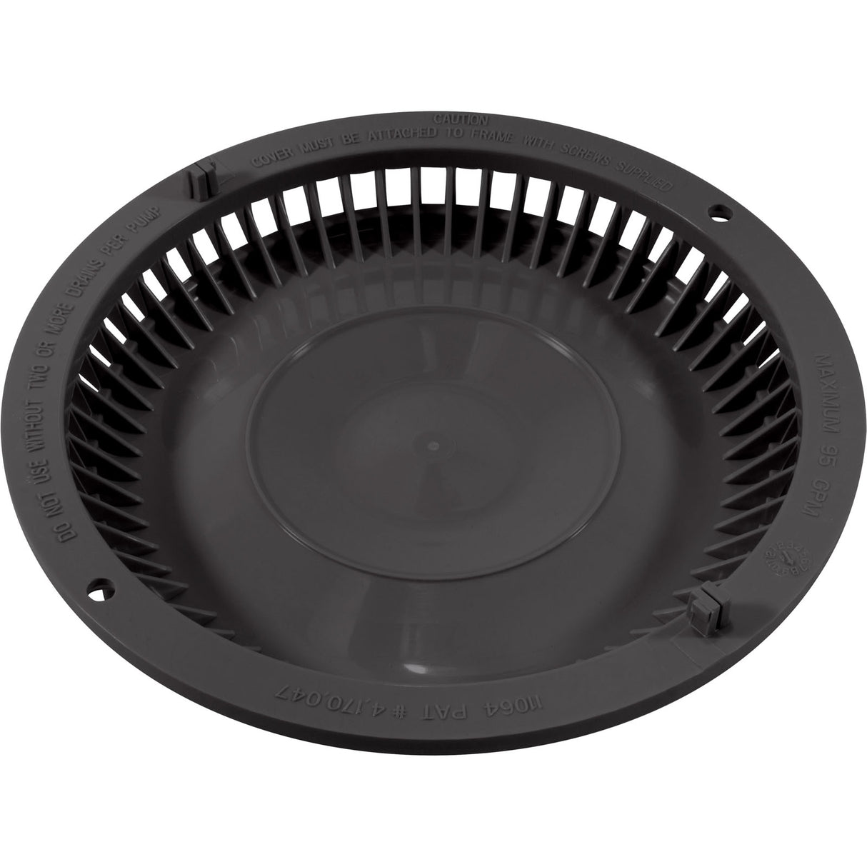 Main Drain Cover, Afras, Anti Vortex, Dark Gray, w/Screws : 11064DKGY
