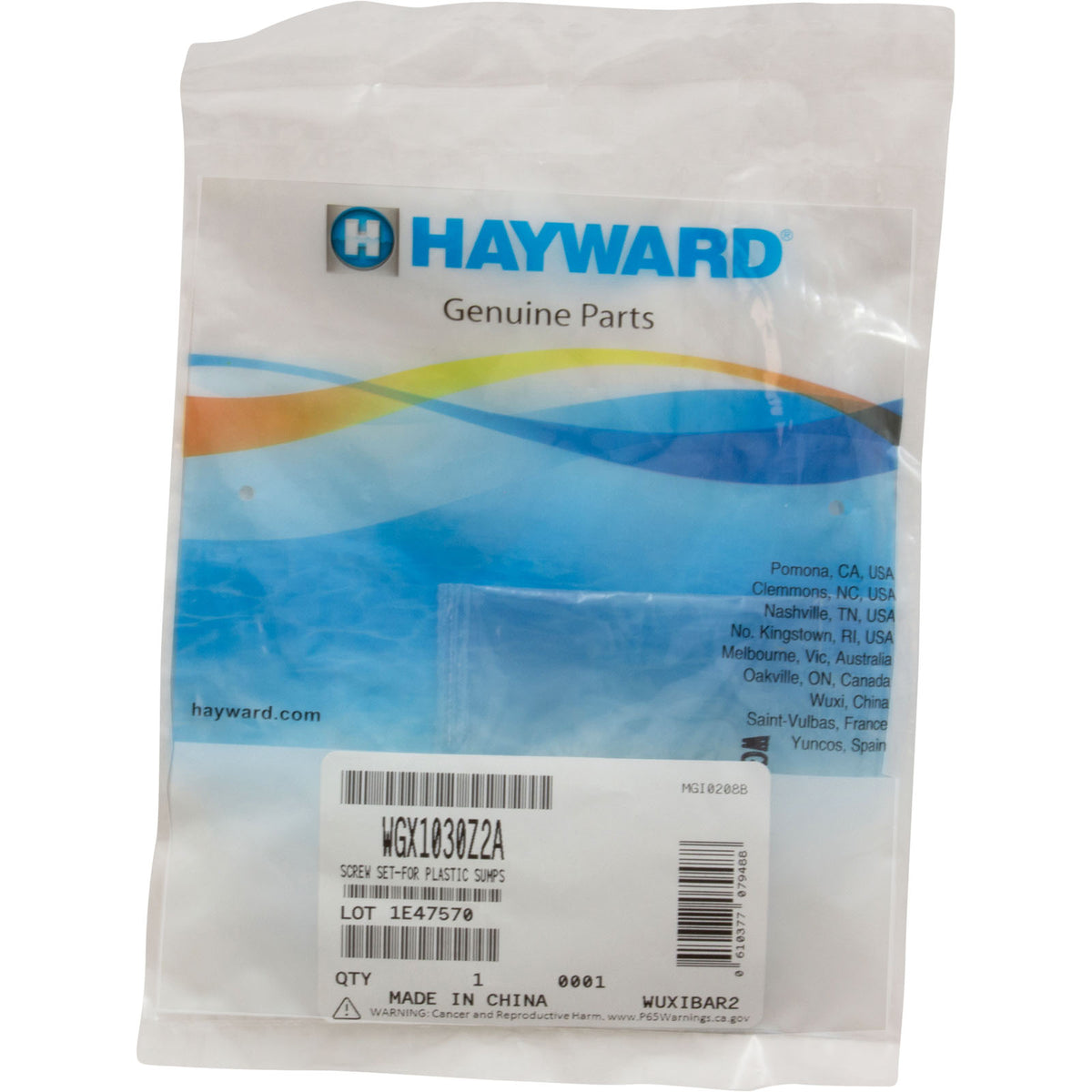 Screw, Hayward WG1048AV Sump/Frame, Quantity 2 : WGX1030Z2A - Hayward - 0610377079488 - PartsForSpas.com