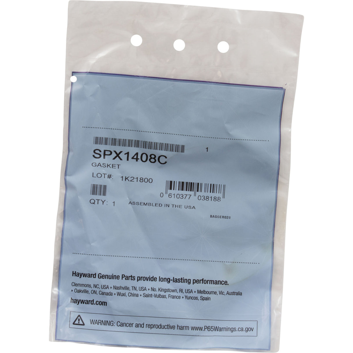 Gasket, Hayward, 2-1/4"id, 3-7/16"od, Inlet Fitting : SPX1408C