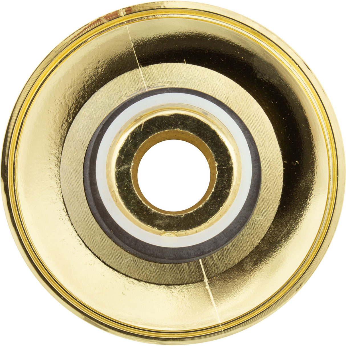 Escutcheon, HydraBaths Futura, 2-5/8"fd, w/Dir Eye, Smth, Brass : FJ115