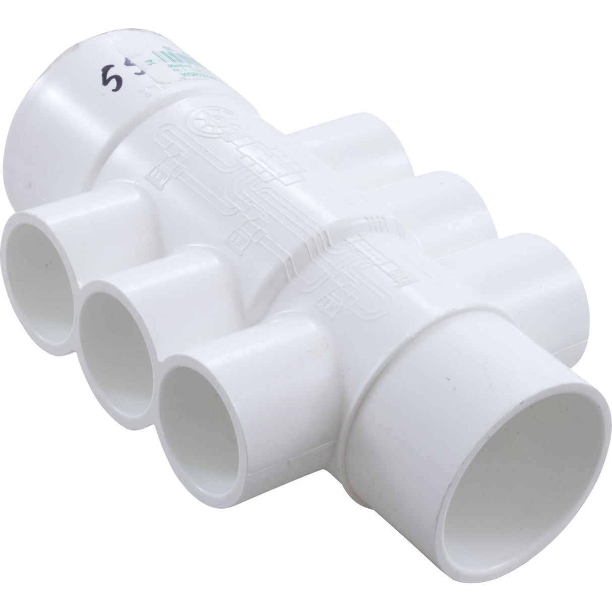 Manifold, 1"s, 6 Port, Flow Thru, 1-1/2"s/2"spg x 2"s : 672-4550