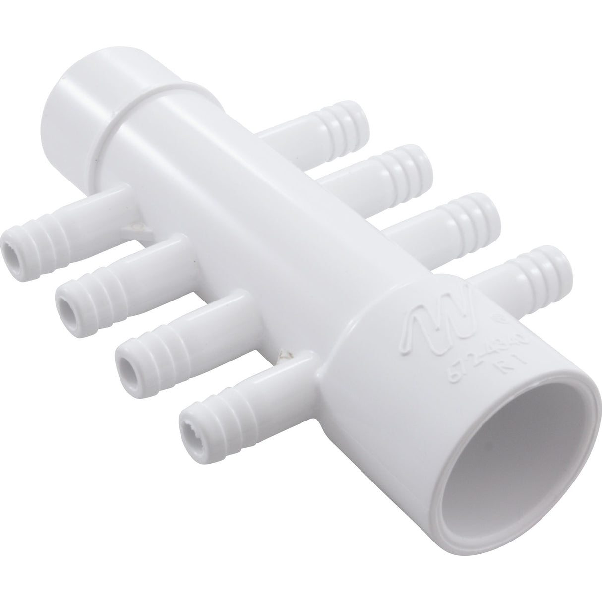 Manifold, 3/8" Barb, 8 Port, Flow Thru, 1" Slip x 1" Spigot : 672-4340