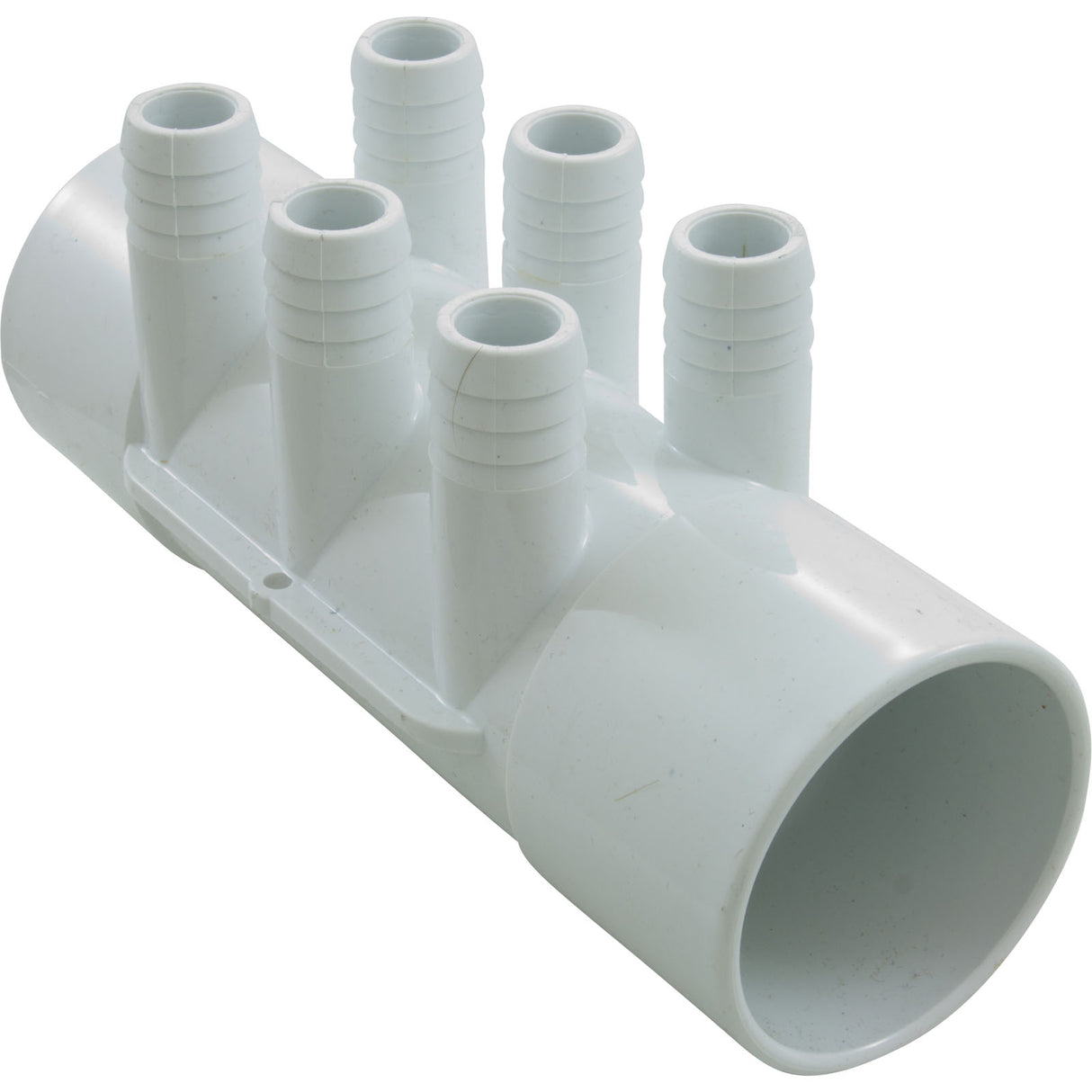 Manifold, 3/4" Barb, 6 Port, Flow Thru, 2" Slip x 2" Slip : 672-7120