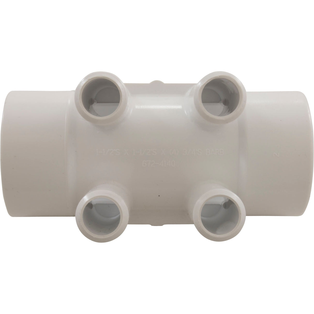Manifold, 3/4" sb, 4 Port, FlowThru, 1-1/2"s x 1-1/2"s : 672-4140