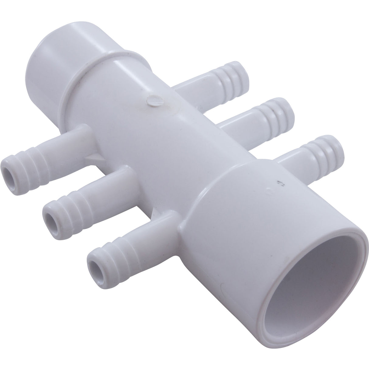 Manifold, 3/8" Barb, 6 Port, Flow Thru, 1" Slip x 1" Spigot : 672-3900